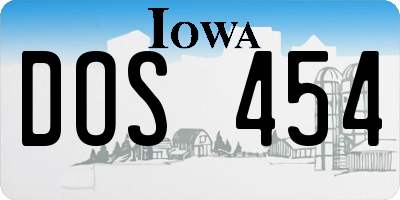 IA license plate DOS454