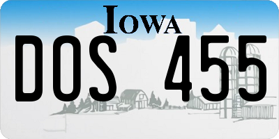 IA license plate DOS455