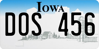 IA license plate DOS456