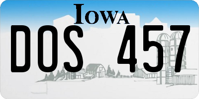 IA license plate DOS457
