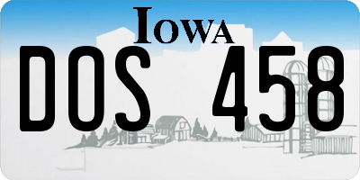IA license plate DOS458