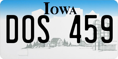 IA license plate DOS459