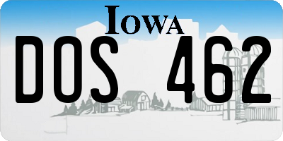 IA license plate DOS462