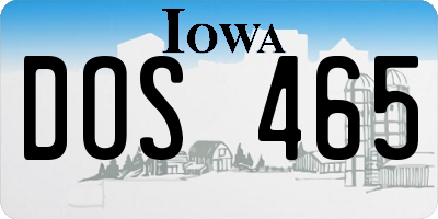 IA license plate DOS465