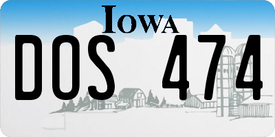 IA license plate DOS474