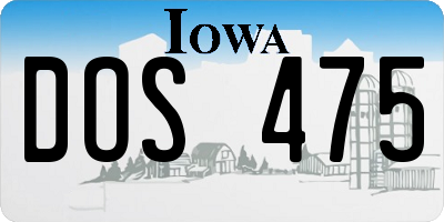 IA license plate DOS475