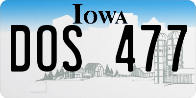 IA license plate DOS477