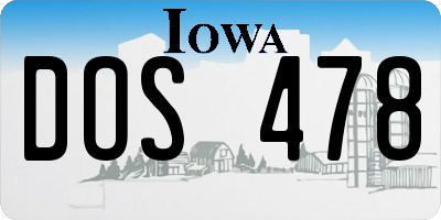 IA license plate DOS478