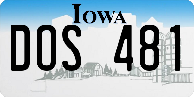 IA license plate DOS481