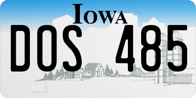 IA license plate DOS485