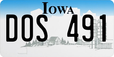 IA license plate DOS491