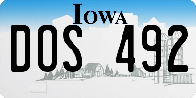 IA license plate DOS492