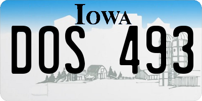 IA license plate DOS493