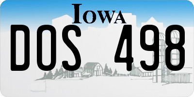 IA license plate DOS498