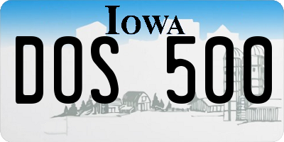 IA license plate DOS500