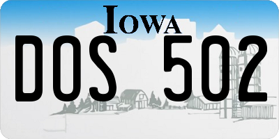IA license plate DOS502