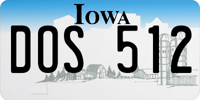 IA license plate DOS512