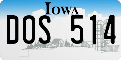 IA license plate DOS514