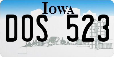 IA license plate DOS523