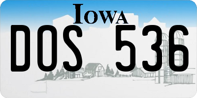 IA license plate DOS536