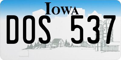 IA license plate DOS537