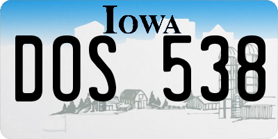 IA license plate DOS538