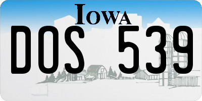 IA license plate DOS539