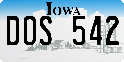 IA license plate DOS542