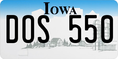 IA license plate DOS550