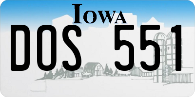 IA license plate DOS551