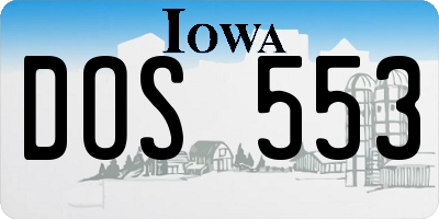IA license plate DOS553