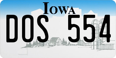 IA license plate DOS554