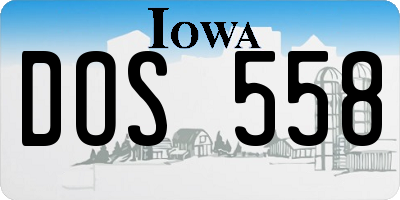 IA license plate DOS558