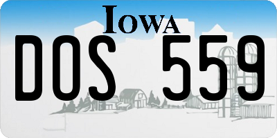 IA license plate DOS559