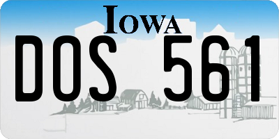 IA license plate DOS561
