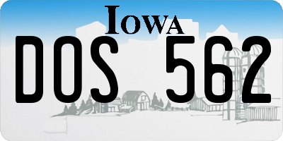 IA license plate DOS562