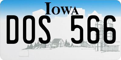 IA license plate DOS566