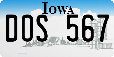 IA license plate DOS567