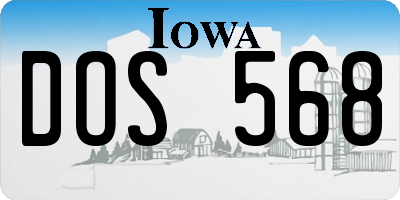 IA license plate DOS568