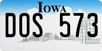 IA license plate DOS573