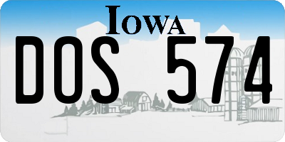 IA license plate DOS574