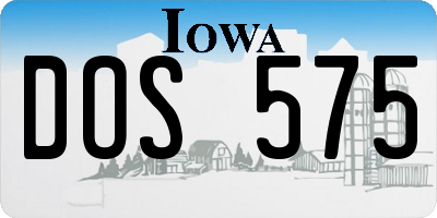 IA license plate DOS575