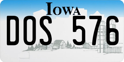 IA license plate DOS576