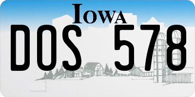 IA license plate DOS578
