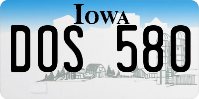 IA license plate DOS580