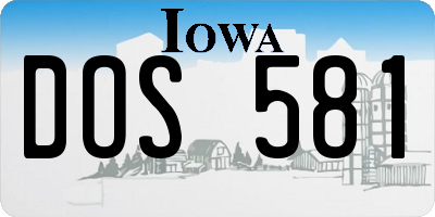 IA license plate DOS581