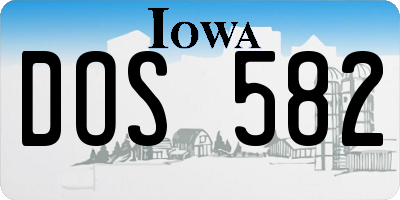 IA license plate DOS582