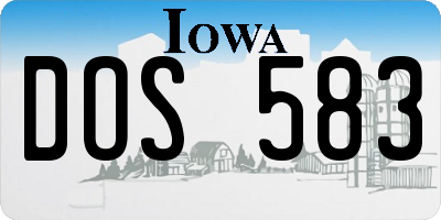 IA license plate DOS583