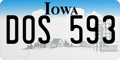 IA license plate DOS593