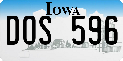 IA license plate DOS596